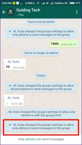 ارسال پیام در گروه قفل شده واتساپ، تاثیر روی اعضا